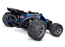 Rustler 4X4 Brushless (#67164-4) Rear Three-Quarter View (Blue)